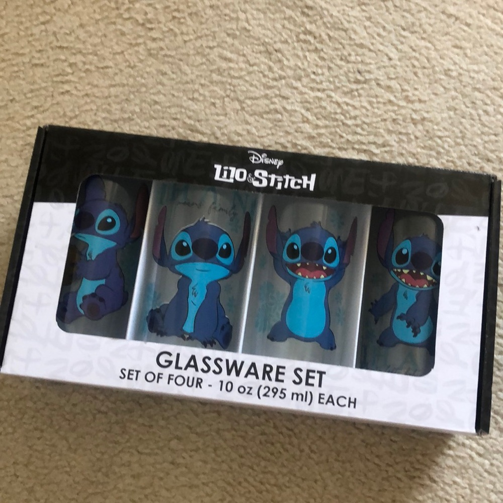 NEW Disney Stitch Set of 4 10oz Glasses